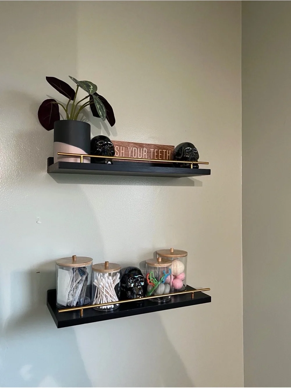 West elm minimalist black gold mini shelves set of two